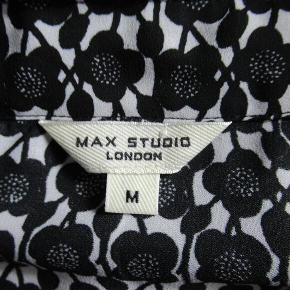 Max Studio London Shirt Dress Womens M Black Floral Button Tiered Maxi Belt $178 - Picture 8 of 10